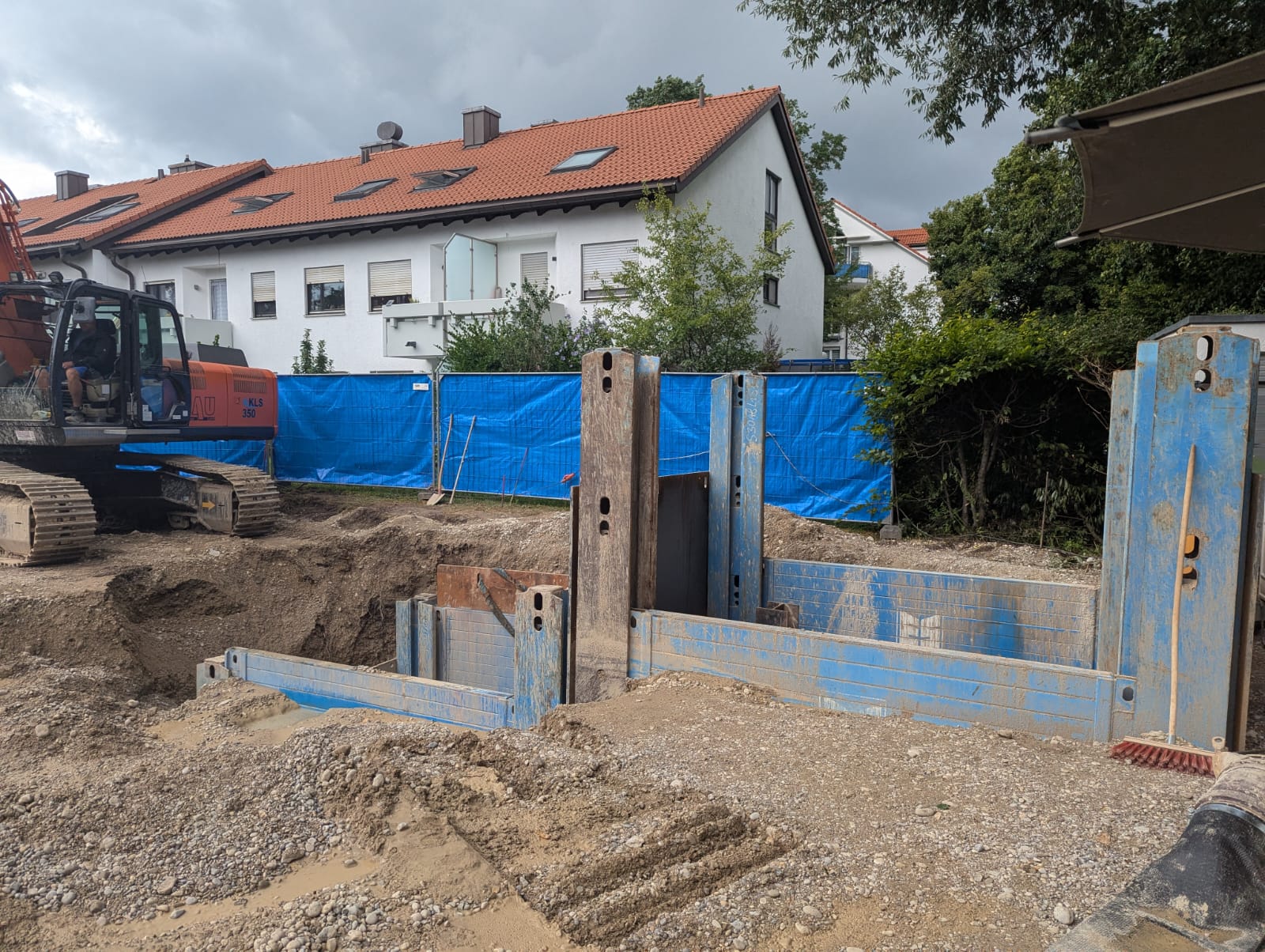 Senkkasten-Verfahren Flüssigbodenbaugrube